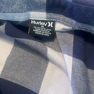 Hurley Kids Blue and White Plaid Button Down Shirt
